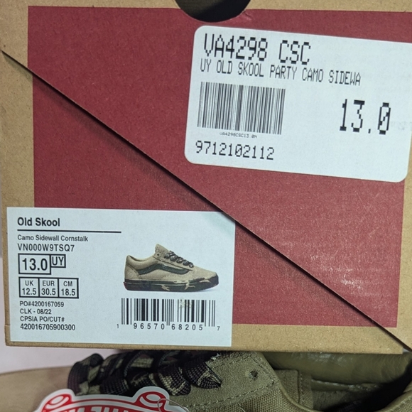 Vans Old Skool Camo Sidewalk Cornstalk Party Sneakers - Picture 10 of 11